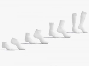 Witte sokken Paar op de tenen verschillende vormen - stof sox 3D Model