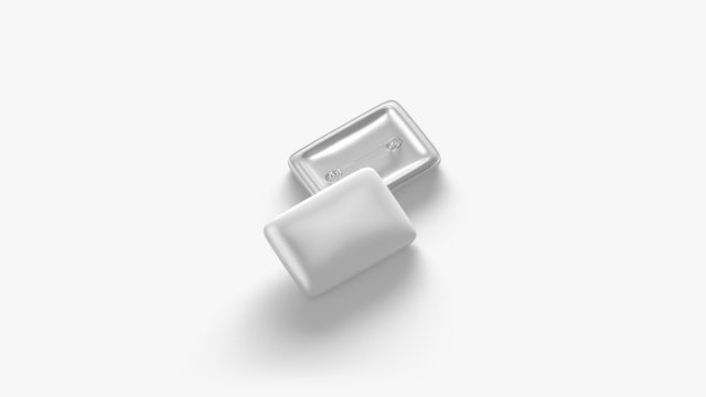 White Rectangular Button Badge - plastic clutch pin 3Dモデル .c4d .max .obj .3ds .fbx .stl .blend 