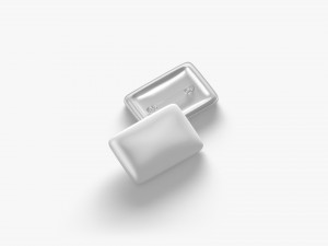 White Rectangular Button Badge - plastic clutch pin 3D Model