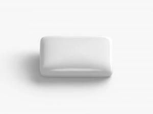White Rectangular Button Badge - plastic clutch pin 3D Model