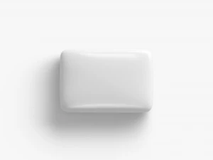 White Rectangular Button Badge - plastic clutch pin 3D Model