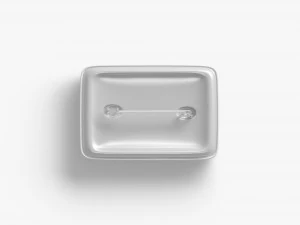 White Rectangular Button Badge - plastic clutch pin 3D Model