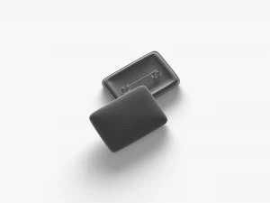 White Rectangular Button Badge - plastic clutch pin 3D Model