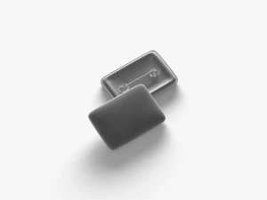 White Rectangular Button Badge - plastic clutch pin 3D Model
