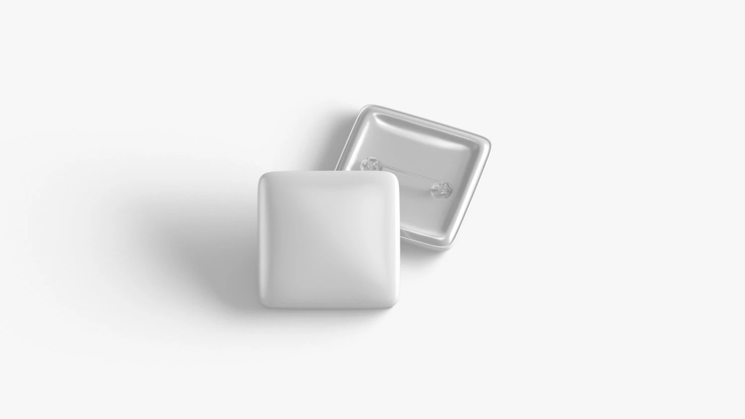 White Square Button Badge - plastic clutch pin 3D Model .c4d .max .obj .3ds .fbx .stl .blend