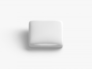 White Square Button Badge - plastic clutch pin Model 3D