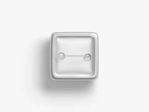 White Square Button Badge - plastic clutch pin 3D Model