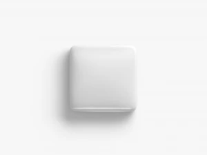White Square Button Badge - plastic clutch pin 3D Model