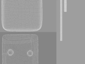 White Square Button Badge - plastic clutch pin 3D Model