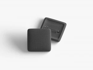 White Square Button Badge - plastic clutch pin 3D Model