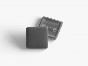 White Square Button Badge - plastic clutch pin 3D Model