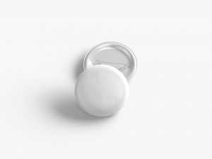 White Round Button Badge - plastic clutch pin Modelo 3D
