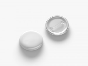 White Round Button Badge - plastic clutch pin 3D Model
