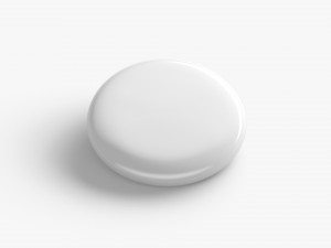 White Round Button Badge - plastic clutch pin 3D Model