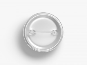 White Round Button Badge - plastic clutch pin 3D Model
