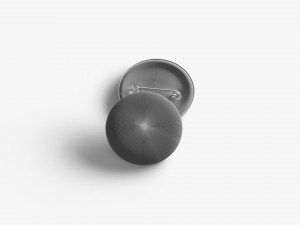 White Round Button Badge - plastic clutch pin 3D Model