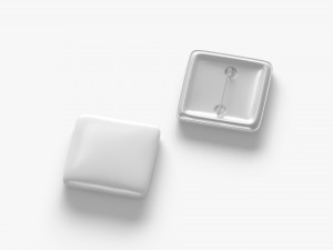 White Rhombus Button Badge - plastic clutch pin 3Dモデル