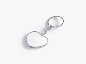 White Heart Keychain - key tag holder Model 3D