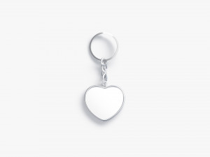 White Heart Keychain - key tag holder Model 3D