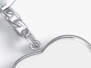White Heart Keychain - key tag holder Model 3D