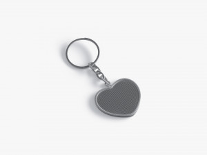White Heart Keychain - key tag holder Model 3D
