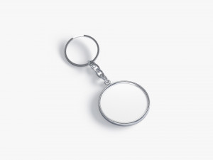White Round Keychain - key tag holder 3D Model