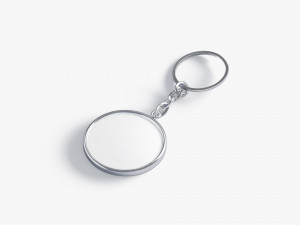 White Round Keychain - key tag holder 3D 모델