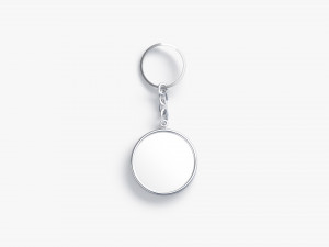 White Round Keychain - key tag holder 3D 모델