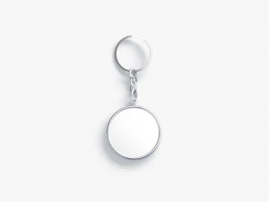 White Round Keychain - key tag holder 3D Model