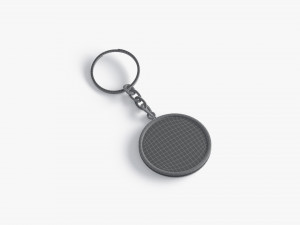 White Round Keychain - key tag holder 3D 모델