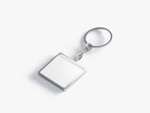 White Square Keychain - key tag holder 3D Model
