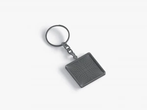 White Square Keychain - key tag holder 3D Model