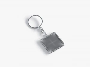 White Square Keychain - key tag holder 3D Model
