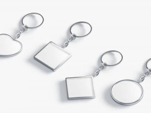 Keychain Shapes set - round square rhombus heart key tag holder 3D Model