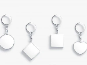 Keychain Shapes set - round square rhombus heart key tag holder 3D Model