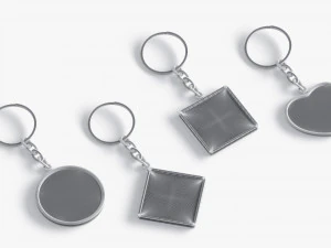 Keychain Shapes set - round square rhombus heart key tag holder 3D Model