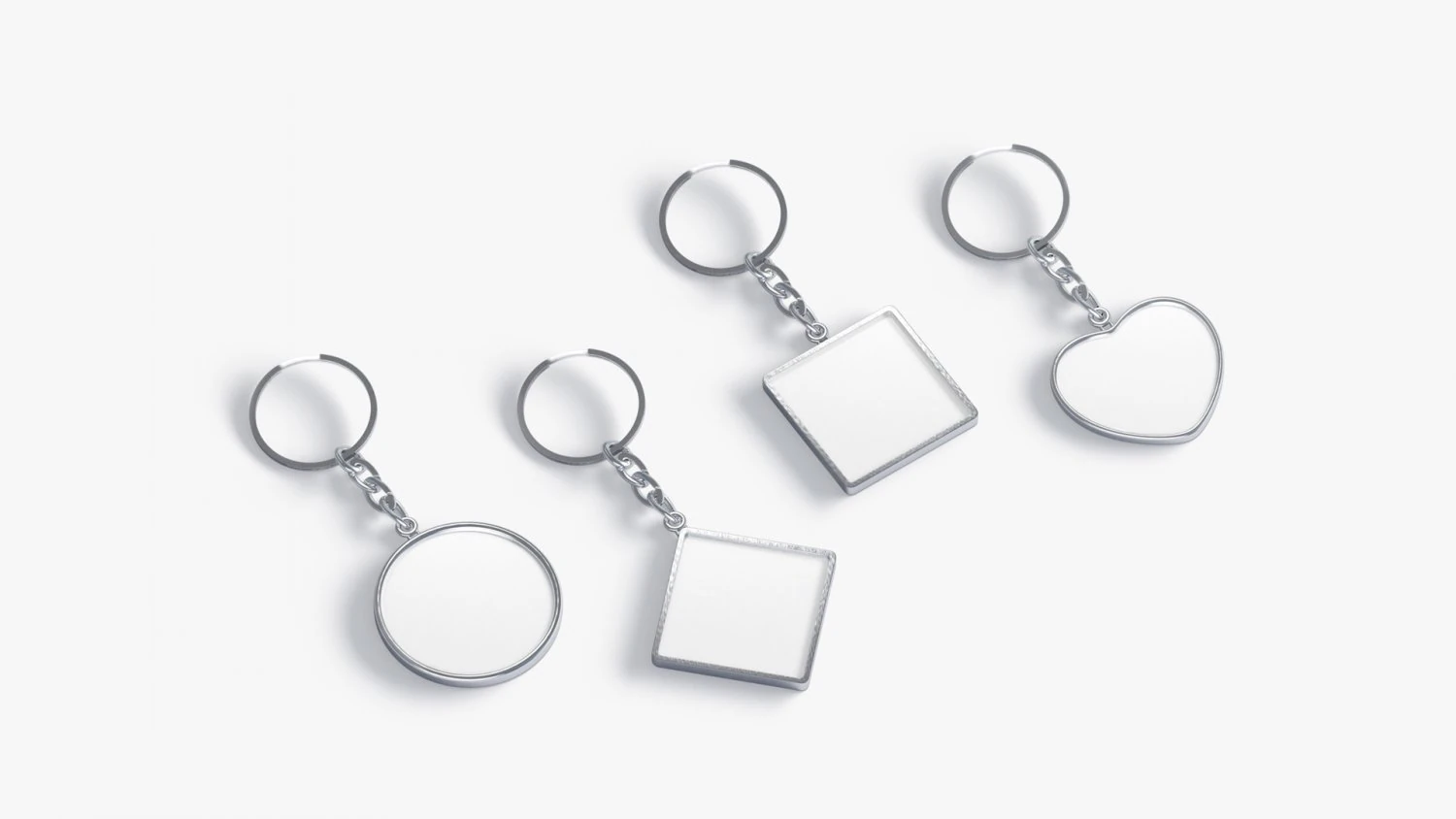 Keychain Shapes set - round square rhombus heart key tag holder 3D Model .c4d .max .obj .3ds .fbx .stl .blend