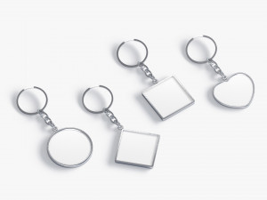 Keychain Shapes set - round square rhombus heart key tag holder 3D Model