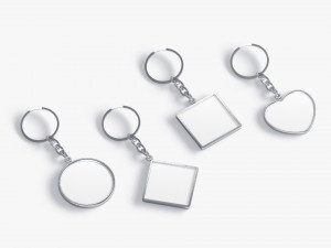 Keychain Shapes set - round square rhombus heart key tag holder 3D 模型