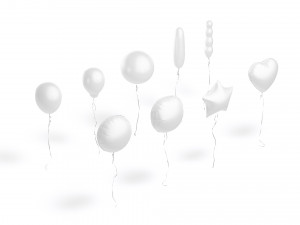 White Helium Balloons Set - 9 foil gift balloon shapes 3D Model