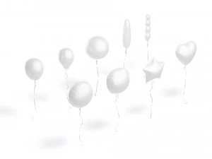 Set di palloncini a elio bianchi - 9 forme di palloncini regalo in foil Modello 3D