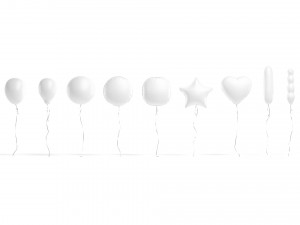 White Helium Balloons Set - 9 foil gift balloon shapes 3D 모델