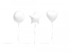 White Helium Balloons Set - 9 foil gift balloon shapes 3D 모델