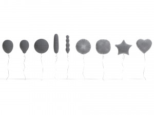 White Helium Balloons Set - 9 foil gift balloon shapes 3D 모델