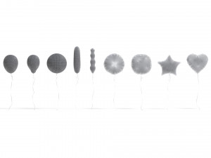 White Helium Balloons Set - 9 foil gift balloon shapes 3D 모델