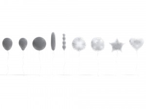 White Helium Balloons Set - 9 foil gift balloon shapes 3D 모델