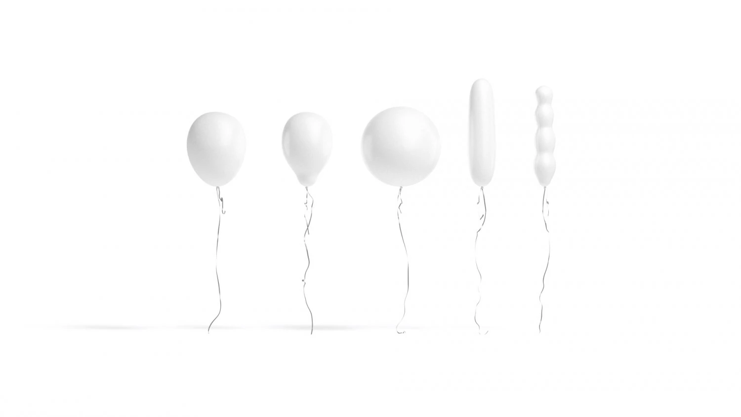 White Helium Balloons Set 5 foil gift balloon shapes 3D Model .c4d .max .obj .3ds .fbx .stl .blend