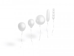 White Helium Balloons Set 5 foil gift balloon shapes 3D 모델