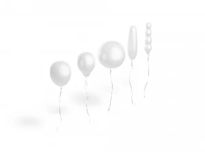 White Helium Balloons Set 5 foil gift balloon shapes 3D Model