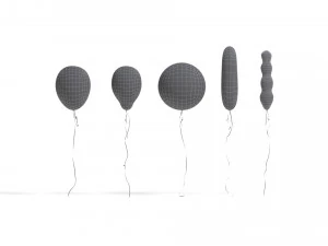 White Helium Balloons Set 5 foil gift balloon shapes 3D Model